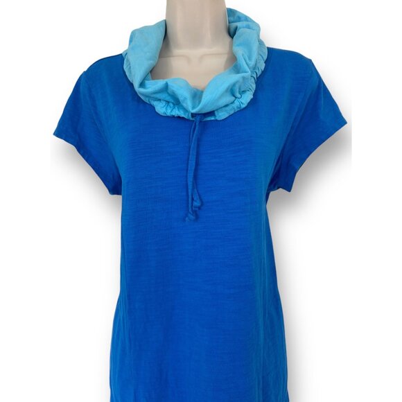 Chico's Size 2 = Large/12 ZENERGY BLUE COLORBLOCK‎ SHIFT DRESS W/POCKETS Summer - Picture 4 of 10